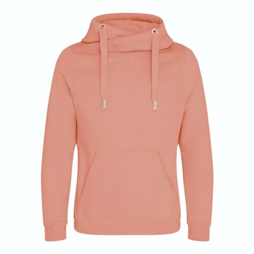 Just Hoods Uniszex keresztbe vart nyakú, vastag kapucnis pulóver AWJH021, Dusty Pink-2XL