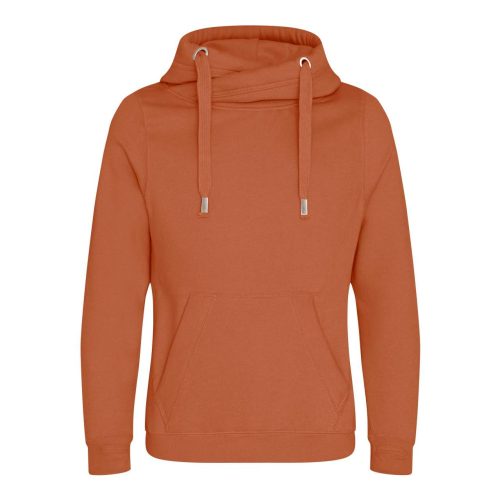 Just Hoods Uniszex keresztbe vart nyakú, vastag kapucnis pulóver AWJH021, Ginger Biscuit-2XL