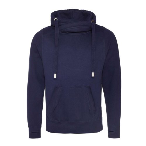 Just Hoods Uniszex keresztbe vart nyakú, vastag kapucnis pulóver AWJH021, Oxford Navy-2XL