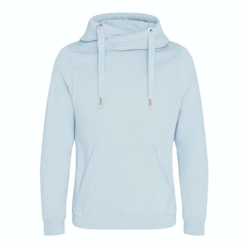 Just Hoods Uniszex keresztbe vart nyakú, vastag kapucnis pulóver AWJH021, Sky Blue-2XL