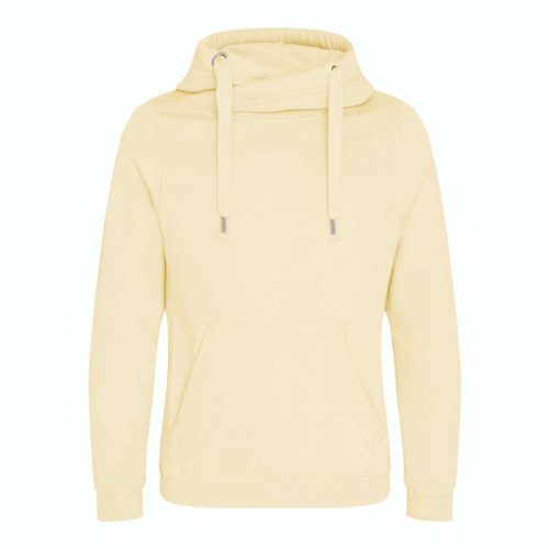 Just Hoods Uniszex keresztbe vart nyakú, vastag kapucnis pulóver AWJH021, Vanilla Milkshake-2XL