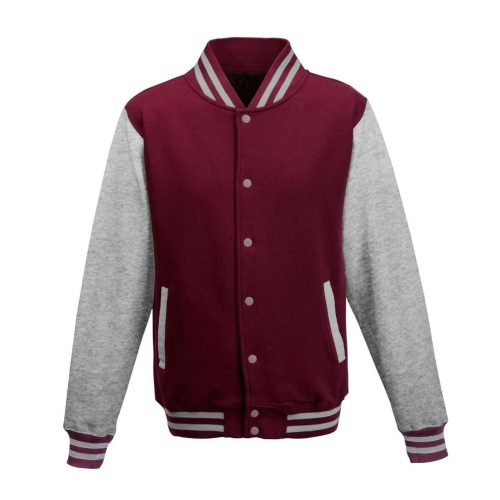 Just Hoods patentos vastag férfi pulóver AWJH043, Burgundy/Heather Grey-XS