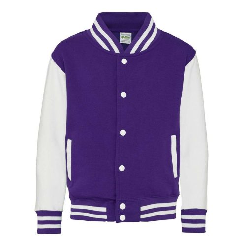 Just Hoods patenttal záródó vastag gyerek pulóver AWJH043J, Purple/Arctic White-12/13