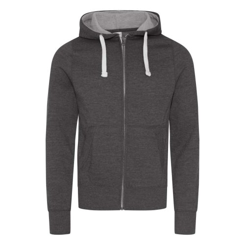 Just Hoods Uniszex cipzáros-kapucnis férfi pulóver AWJH052, Charcoal-L