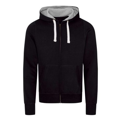 Just Hoods Uniszex cipzáros-kapucnis férfi pulóver AWJH052, Jet Black-L