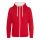 Just Hoods Uniszex pulóver kontrasztos színű cipzárral kapucnival AWJH053, Fire Red/Arctic White-S