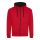 Just Hoods Uniszex pulóver kontrasztos színű cipzárral kapucnival AWJH053, Fire Red/Jet Black-2XL