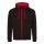 Just Hoods Uniszex pulóver kontrasztos színű cipzárral kapucnival AWJH053, Jet Black/Fire Red-L