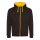 Just Hoods Uniszex pulóver kontrasztos színű cipzárral kapucnival AWJH053, Jet Black/Gold-2XL