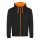 Just Hoods Uniszex pulóver kontrasztos színű cipzárral kapucnival AWJH053, Jet Black/Orange Crush-2XL