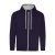 Just Hoods Uniszex pulóver kontrasztos színű cipzárral kapucnival AWJH053, New French Navy/Heather Grey-M
