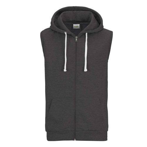 Just Hoods Uniszex cipzáras kapucnis mellény AWJH057, Charcoal-2XL