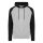 Just Hoods Uniszex kétszínű kapucnis cipzáros pulóver AWJH063, Heather Grey/Jet Black-M