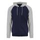 Just Hoods Uniszex kétszínű kapucnis cipzáros pulóver AWJH063, Oxford Navy/Heather Grey-2XL