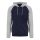 Just Hoods Uniszex kétszínű kapucnis cipzáros pulóver AWJH063, Oxford Navy/Heather Grey-L