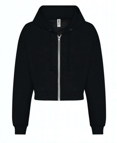 Just Hoods hasig érő cipzáros kapucnis Női pulóver AWJH065, Deep Black-S