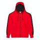 Just Hoods Uniszex sport kapucnis cipzáros pulóver kontrasztos betéttel AWJH066, Fire Red/Jet Black-2XL