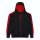 Just Hoods Uniszex sport kapucnis cipzáros pulóver kontrasztos betéttel AWJH066, Jet Black/Fire Red-3XL