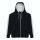 Just Hoods Uniszex sport kapucnis cipzáros pulóver kontrasztos betéttel AWJH066, Jet Black/Arctic White-2XL