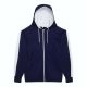 Just Hoods Uniszex sport kapucnis cipzáros pulóver kontrasztos betéttel AWJH066, Oxford Navy/Arctic White-2XL