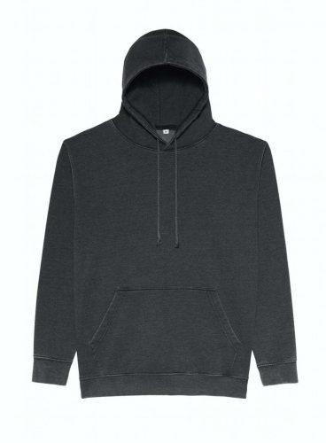 Just Hoods Uniszex mosott hatású kapucnis pulóver AWJH090, Washed Jet Black-L