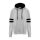 Just Hoods Uniszex kapucnis pulóver az ujjakon csíkkal AWJH103, Heather Grey/Deep Black-XS