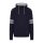 Just Hoods Uniszex kapucnis pulóver az ujjakon csíkkal AWJH103, New French Navy/Heather Grey-XS