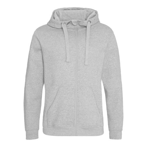 Just Hoods Uniszex vastag cipzáros kapucnis pulóver osztott kenguruzsebbel AWJH150, Heather Grey-2XL