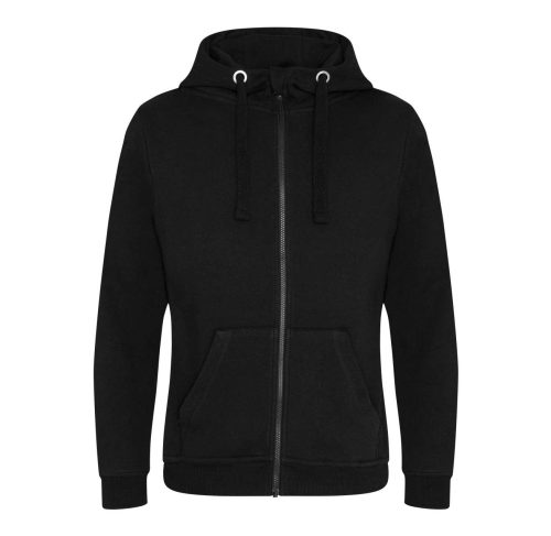 Just Hoods Uniszex vastag cipzáros kapucnis pulóver osztott kenguruzsebbel AWJH150, Jet Black-3XL