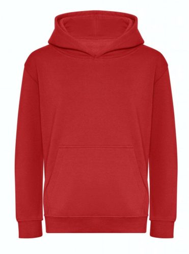 Just Hoods Gyerek organikus kapucnis pulóver AWJH201J, Fire Red-L