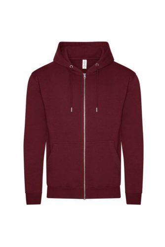 Just Hoods Uniszex organikus kapucnis cipzáras pulóver AWJH250, Burgundy-2XL