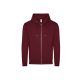 Just Hoods Uniszex organikus kapucnis cipzáras pulóver AWJH250, Burgundy-2XL