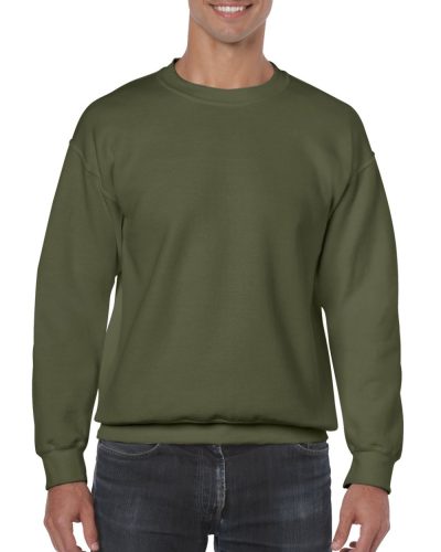 Kereknyakú körkötött pulóver, Gildan GI18000, Military Green-2XL