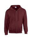 Cipzáras kenguru zsebes kapucnis pulóver, Gildan GI18600, Maroon-2XL