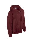 Cipzáras kenguru zsebes kapucnis pulóver, Gildan GI18600, Maroon-2XL