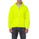 Cipzáras kenguru zsebes kapucnis pulóver, Gildan GI18600, Safety Green-2XL