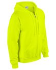 Cipzáras kenguru zsebes kapucnis pulóver, Gildan GI18600, Safety Green-3XL