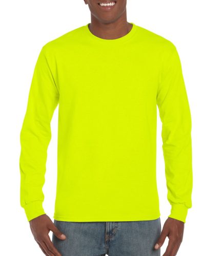 Hosszú ujjú klasszikus szabású póló, Gildan GI2400, Safety Green-2XL