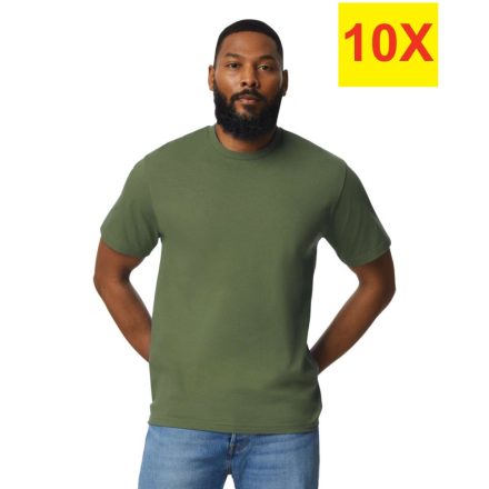 10 db-os pólócsomagban Gildan pamut póló GI3000, Military Green-2XL