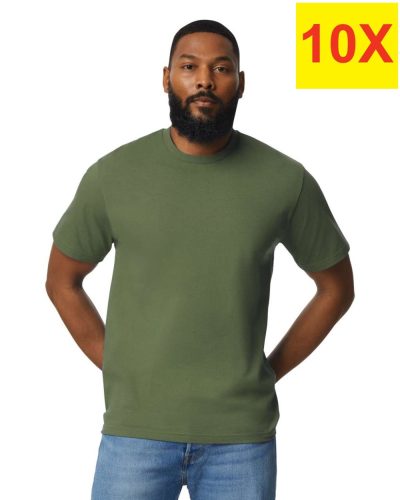 10 db-os pólócsomagban Gildan pamut póló GI3000, Military Green-2XL