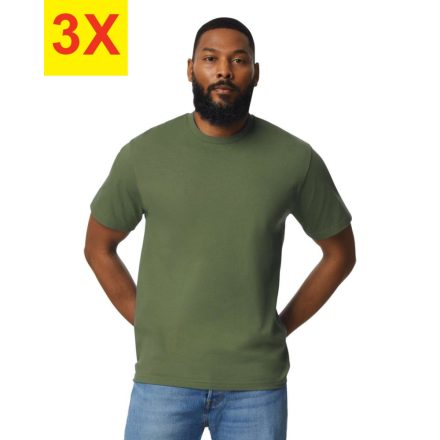 3 db pamut póló csomagban Gildan GI3000, 3 Military Green-2XL