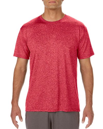 Rövid ujjú Actíve Fit férfi sport póló, Gildan GI46000, Heather Sport Scarlet Red-S