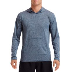   Hosszú ujjú kapucnis Aktív Fit férfi póló, Gildan GI46500, Heather Sport Dark Navy-S