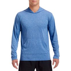   Hosszú ujjú kapucnis Aktív Fit férfi póló, Gildan GI46500, Heather Sport Royal-XL