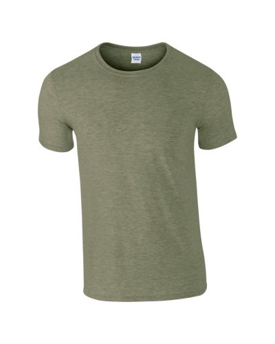 Softstyle rövid ujjú környakas póló, Gildan GI64000, Heather Military Green-4XL