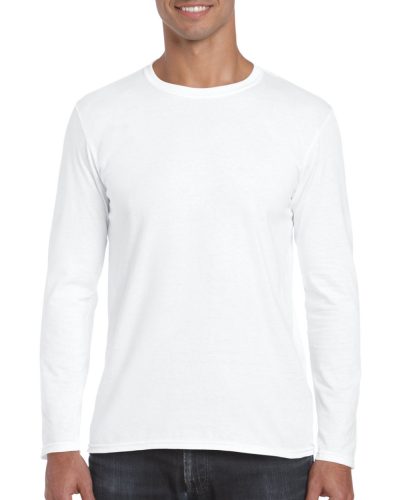 Softstyle hosszú ujjú pamut póló, Gildan GI64400, White-2XL