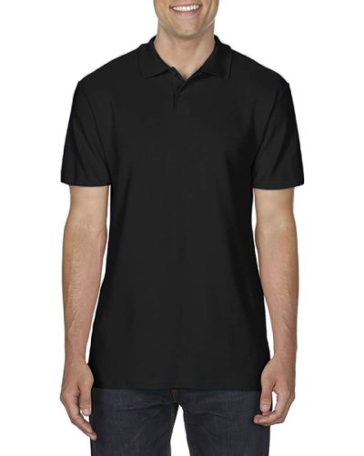 Softstyle dupla piké galléros póló, Gildan GI64800, Black-3XL