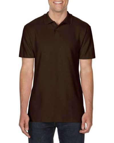 Softstyle dupla piké galléros póló, Gildan GI64800, Dark Chocolate-4XL