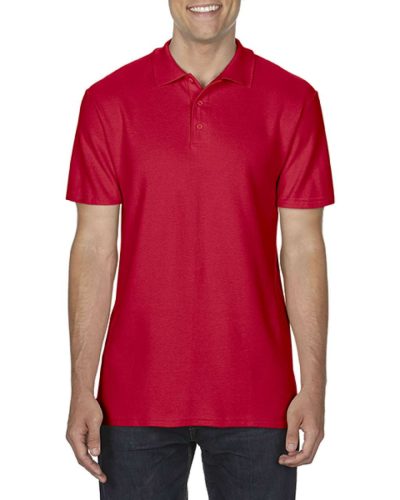 Softstyle dupla piké galléros póló, Gildan GI64800, Red-2XL