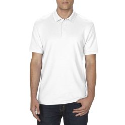   DryBlend férfi galléros póló dupla piké anyagból, Gildan GI75800, White-3XL